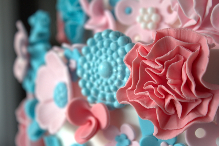 Pink and Teal Wedding Cake Pink and Teal Wedding Cake