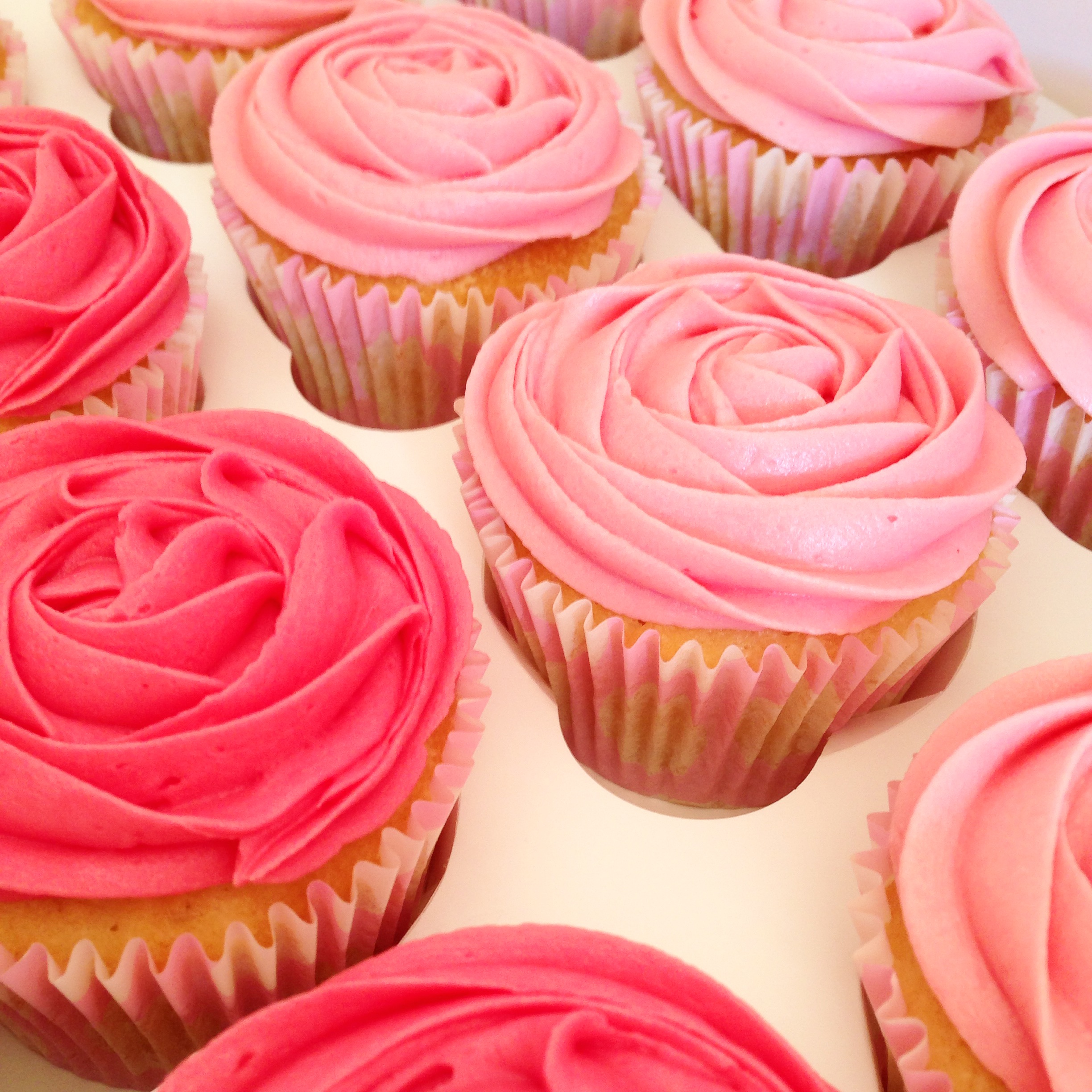 Pink Ombre Buttercream Cupcakes