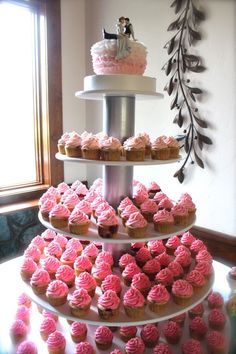 Pink Ombre Cupcake Towers