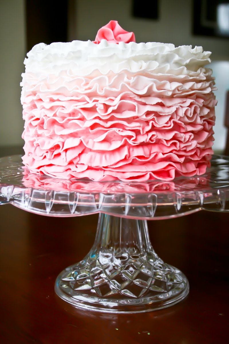 Pink Ombre Ruffle Cake