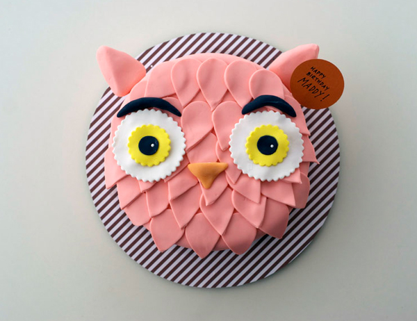 Pink Owl Fondant Cake