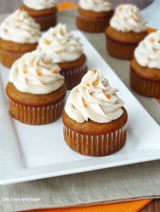 Pumpkin Cinnamon Cupcakes with Cream Cheese Frosting