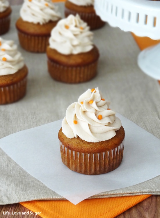 Pumpkin Cinnamon Cupcakes with Cream Cheese Frosting