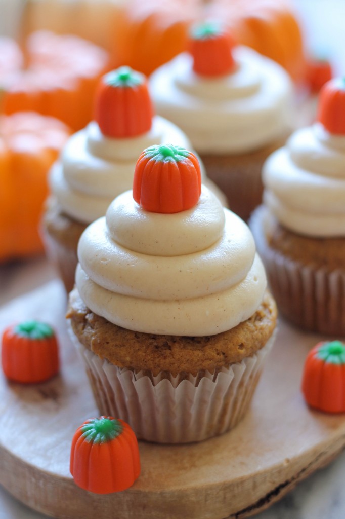 Pumpkin Cupcakes with Cream Cheese Frosting