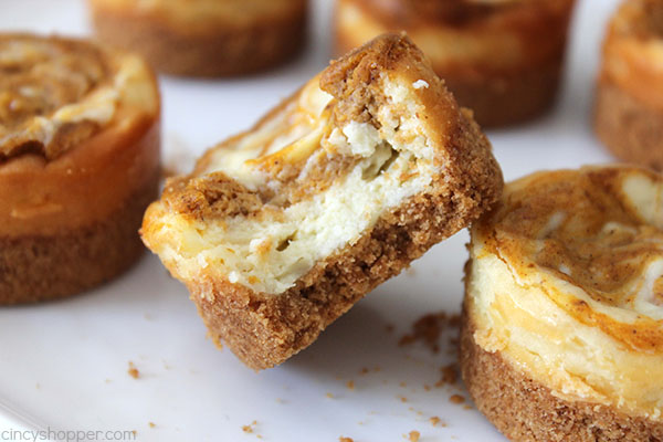 Pumpkin Swirl Mini Cheesecakes