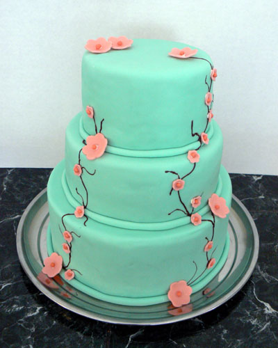 Purple and Teal Wedding Cake