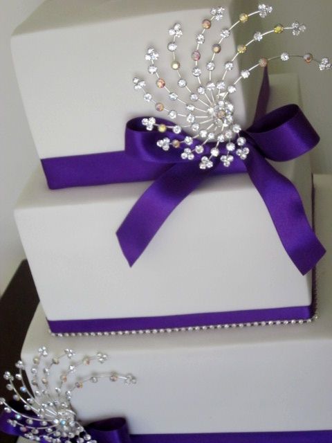 Purple and White Wedding Cake Bling