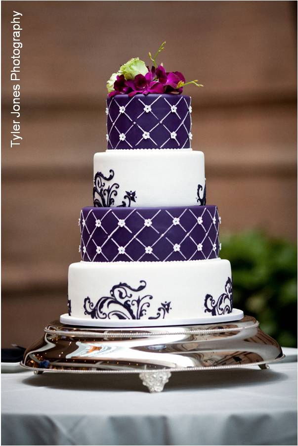 Purple and White Wedding Cake