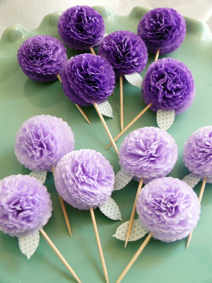 Purple Flower Cupcake Topper