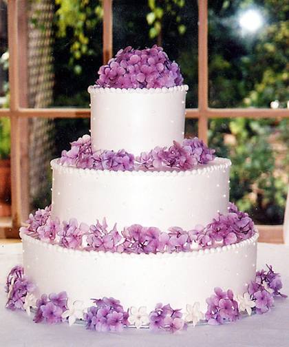 Purple Hydrangea Wedding Cake Flowers