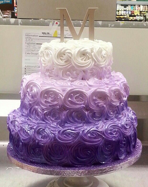 Purple Ombre Rosette Wedding Cake