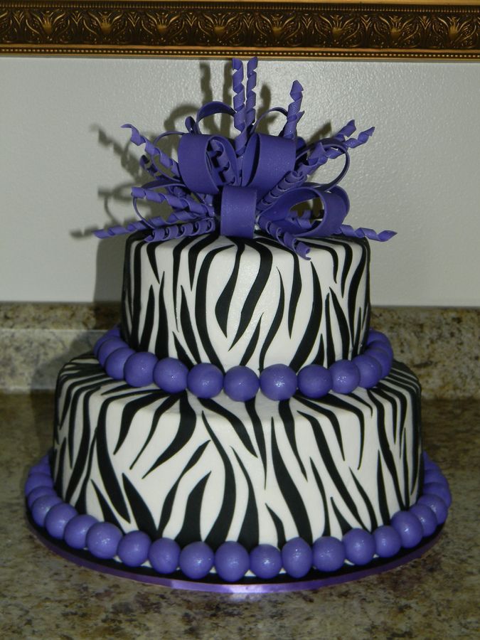 Purple Zebra Print Birthday Cakes