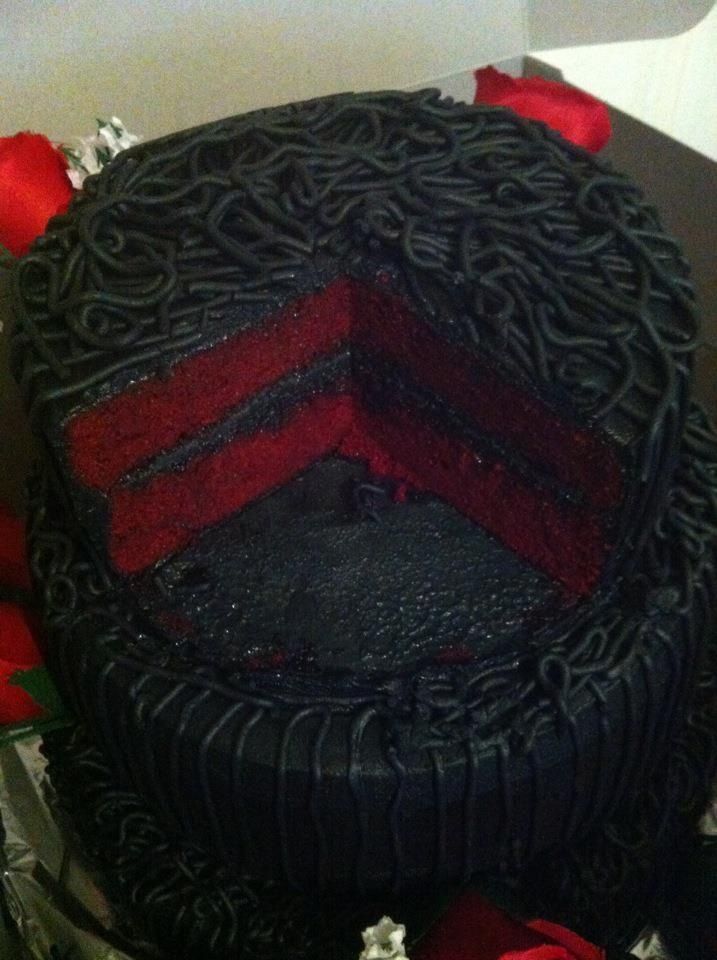 Red and Black Halloween Wedding Cakes