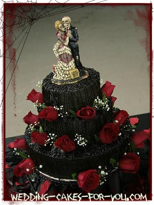 Red and Black Skull Wedding Cake