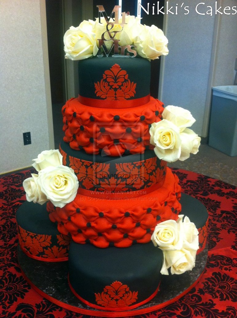 Red and Black Wedding Cake