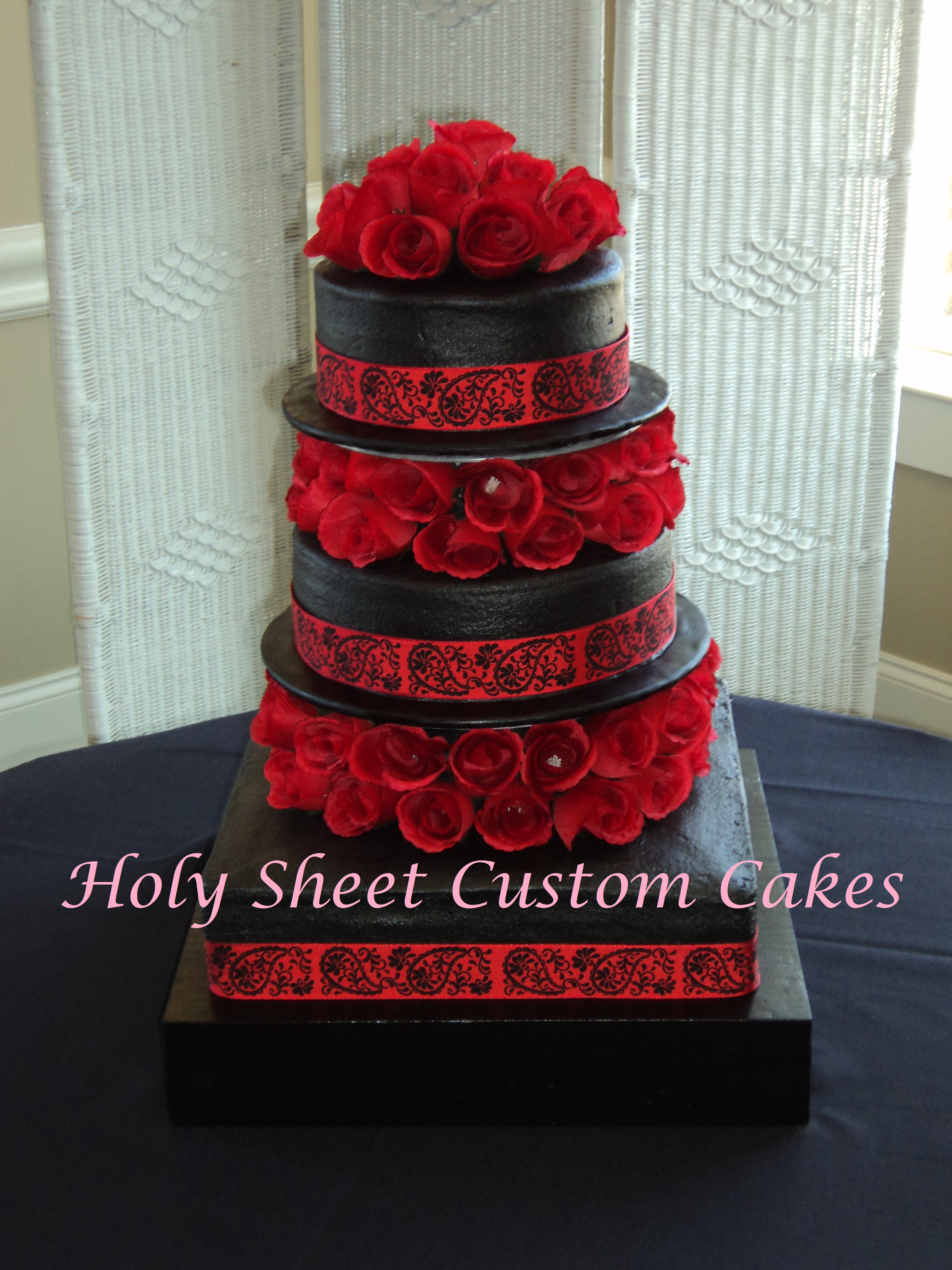 Red and Black Wedding Cake