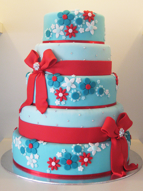 Red and Turquoise Cake