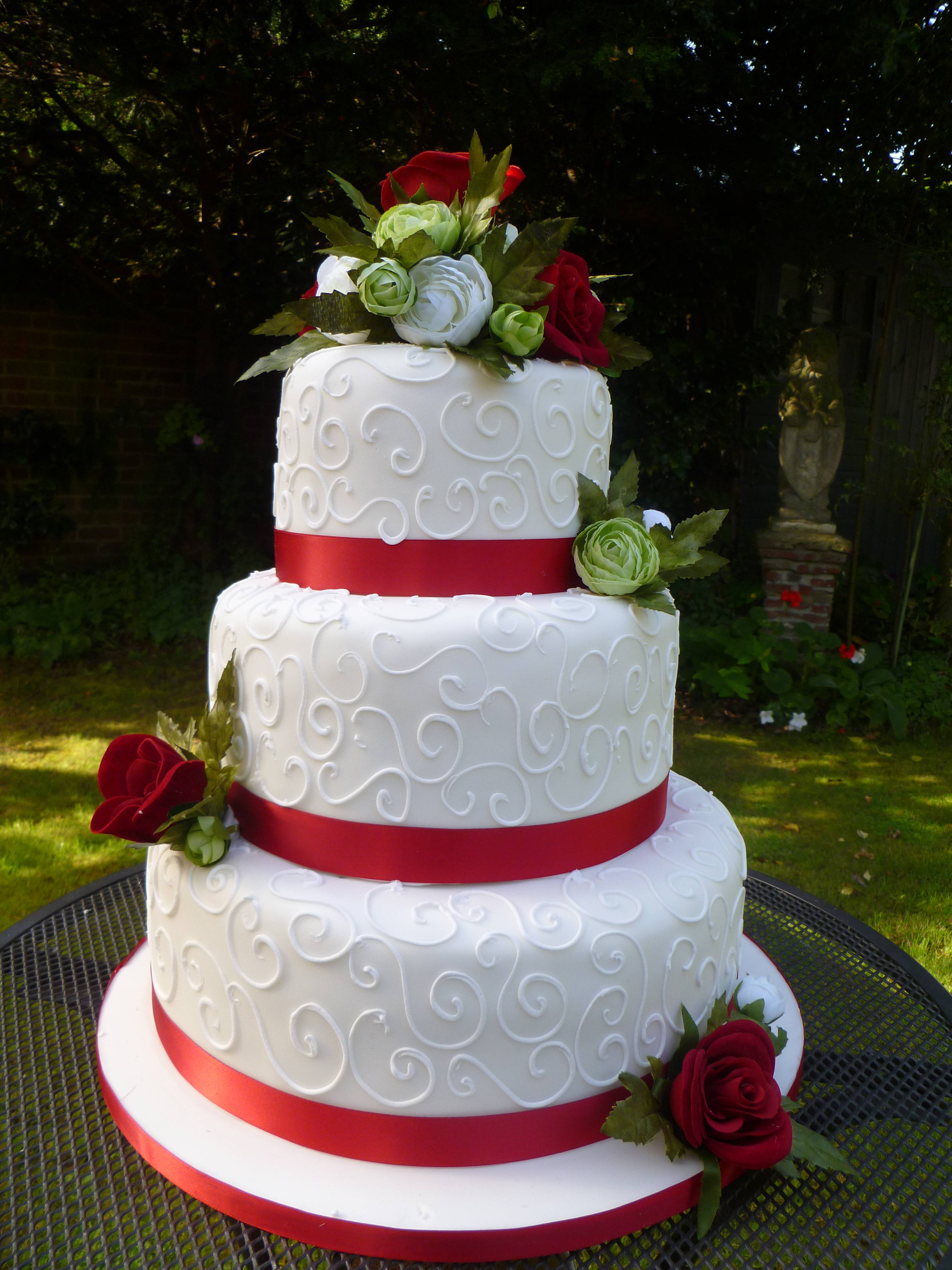 Red and White Wedding Cake