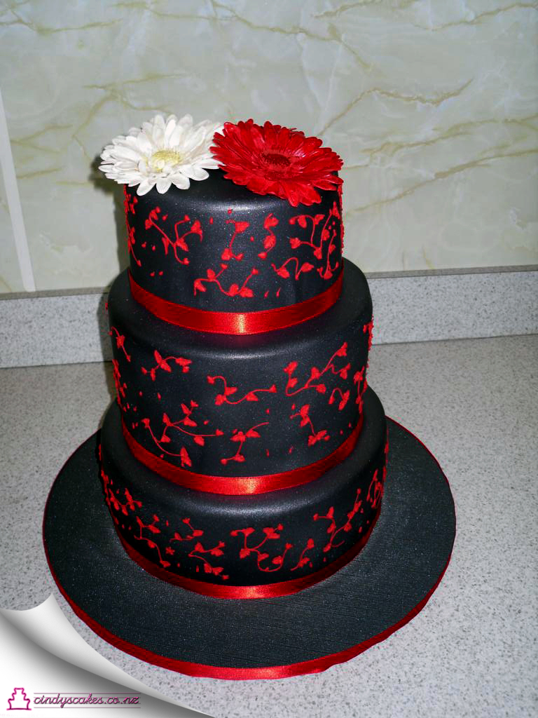 Red Black and Silver Wedding Cakes