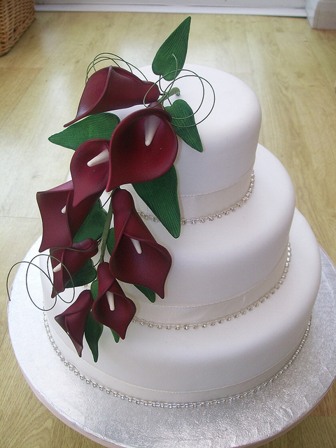 Red Calla Lily Wedding Cake