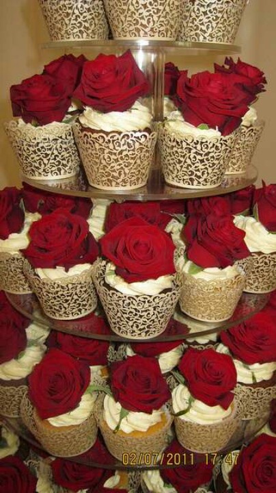 Red Rose Wedding Cupcake Tower Red Rose Wedding Cupcake Tower