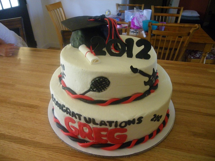 Red White and Black Graduation Cake