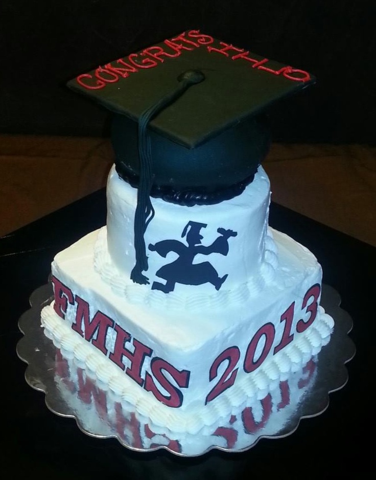 Red White and Black Graduation Cake