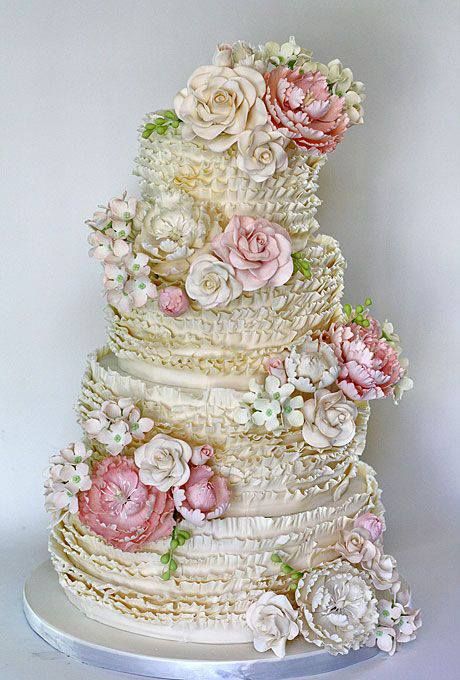 Romantic Ruffled Wedding Cake