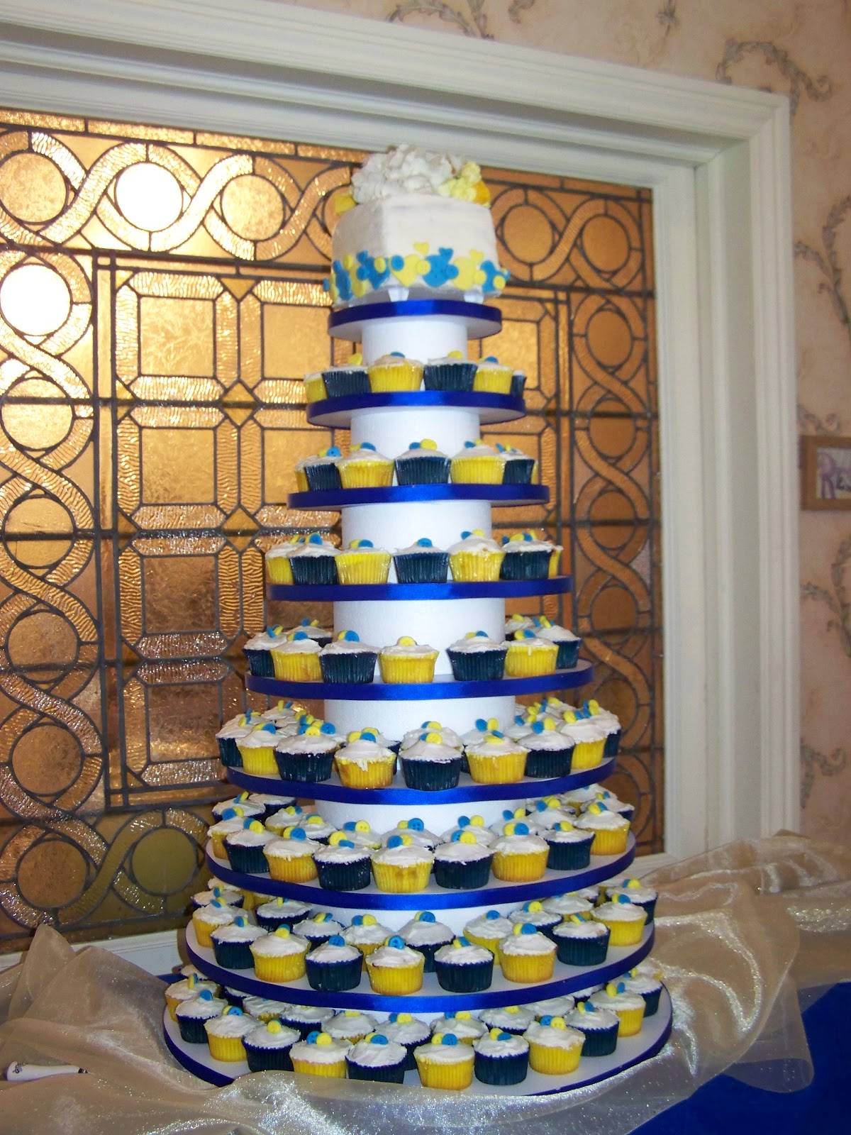Royal Blue and Yellow Wedding Cake