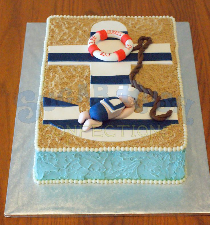 Sailor Themed Baby Shower Sheet Cake