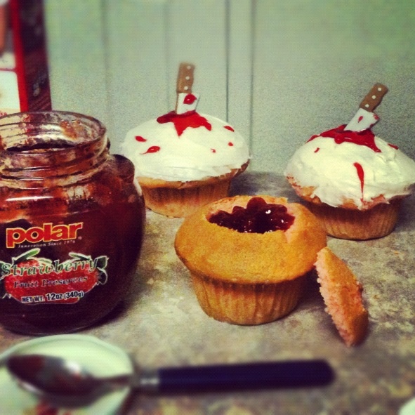 Strawberry Filled Cupcakes with Cake Mix