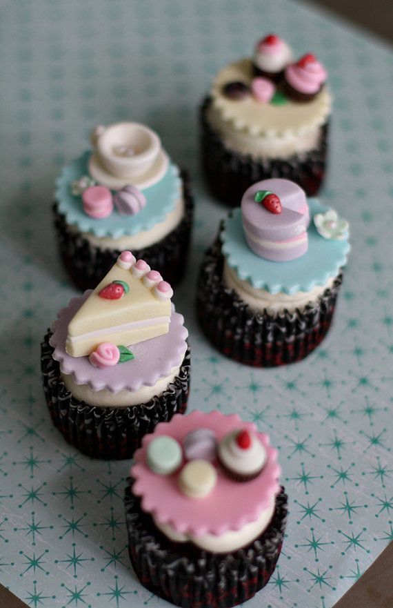 Tea Party Cupcake Toppers Fondant Tea Party Cupcake Toppers Fondant