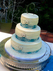 Turquoise and White Wedding Cake