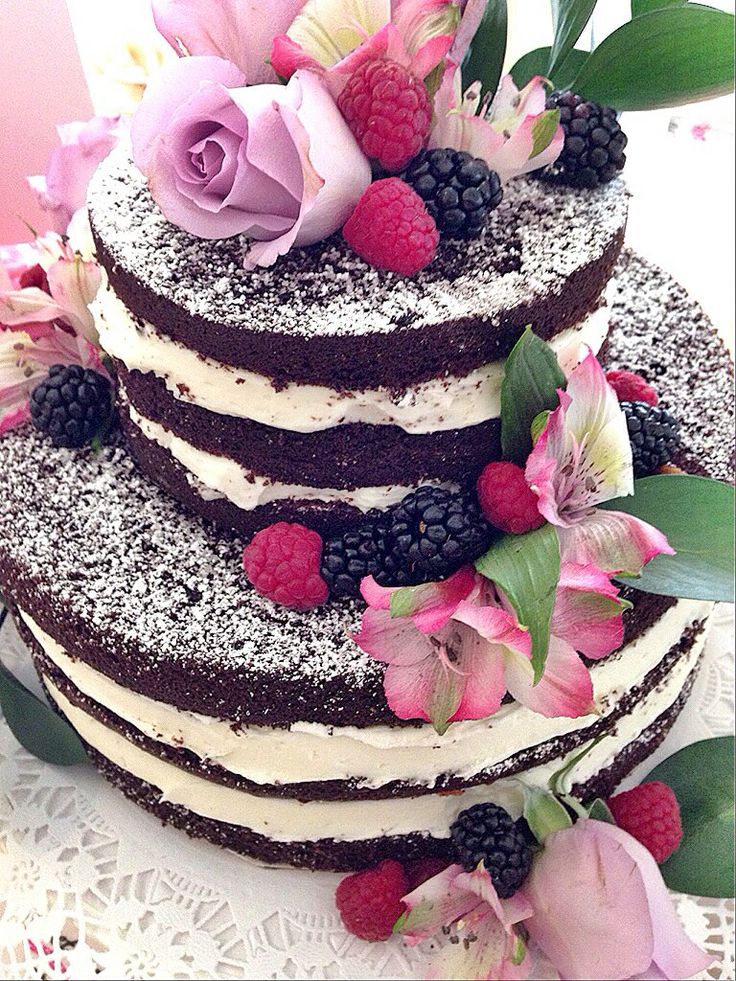Unfrosted Chocolate Wedding Cake