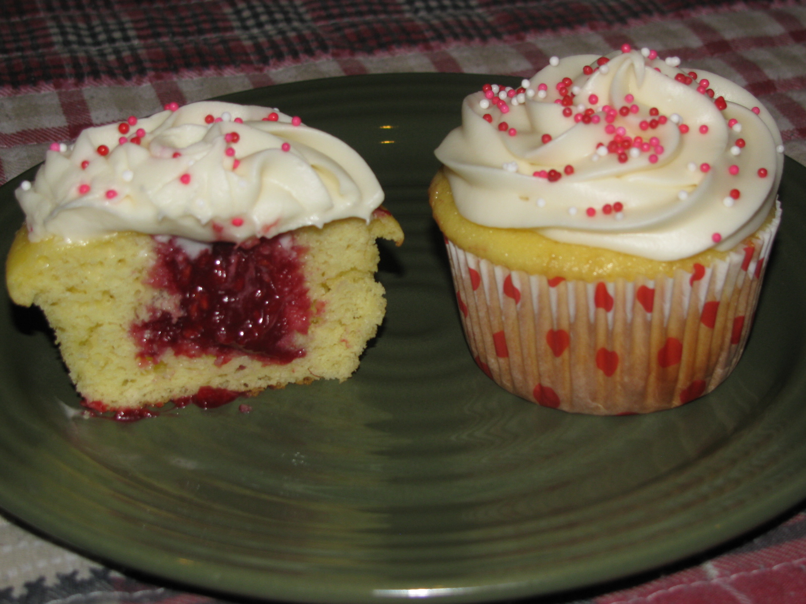 Vanilla Cupcakes with Raspberry Filling