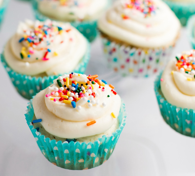 Vanilla Cupcakes with Sprinkles