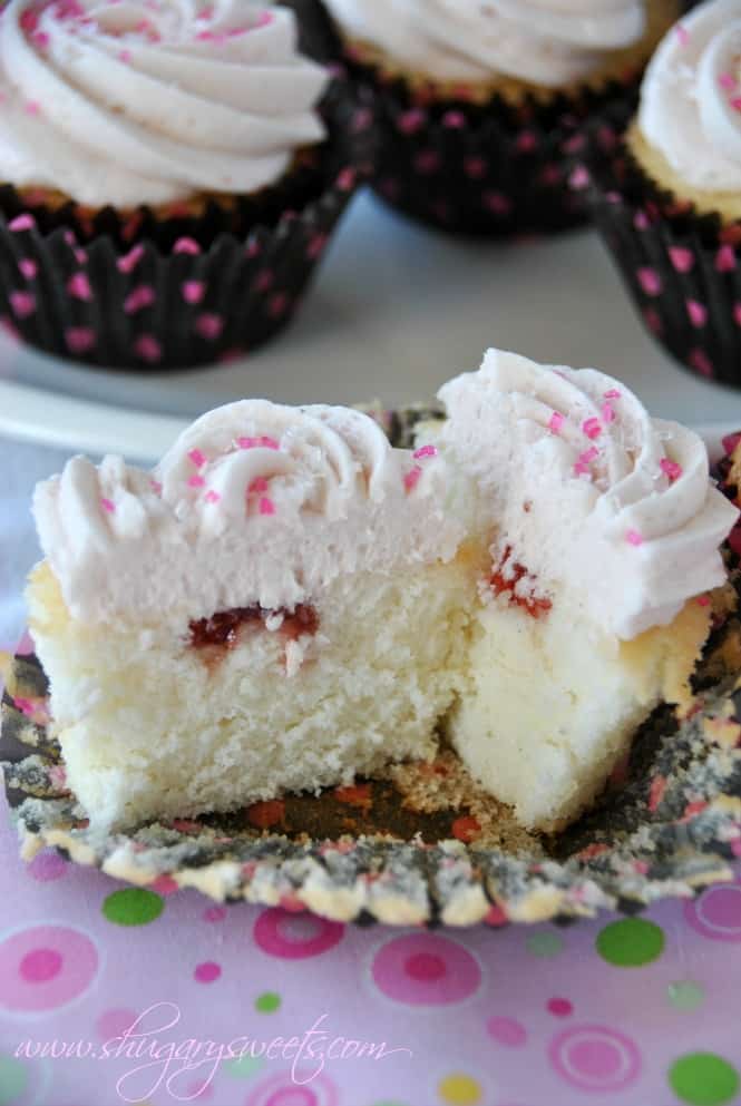 Vanilla Cupcakes with Strawberry Filling