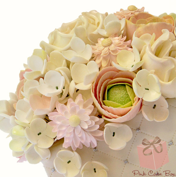 Wedding Cake with Hydrangea Flowers