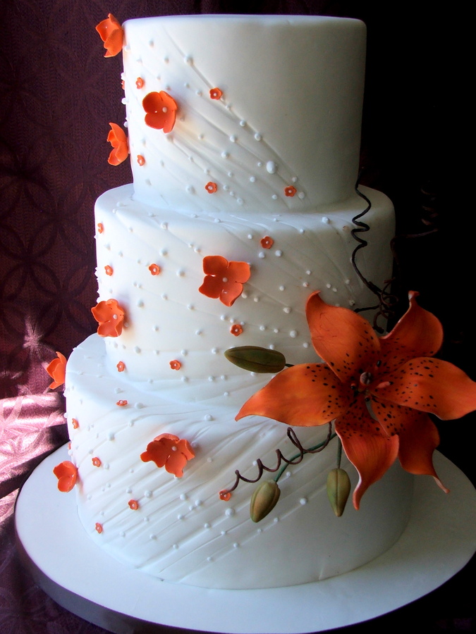 Wedding Cake with Tiger Lilies