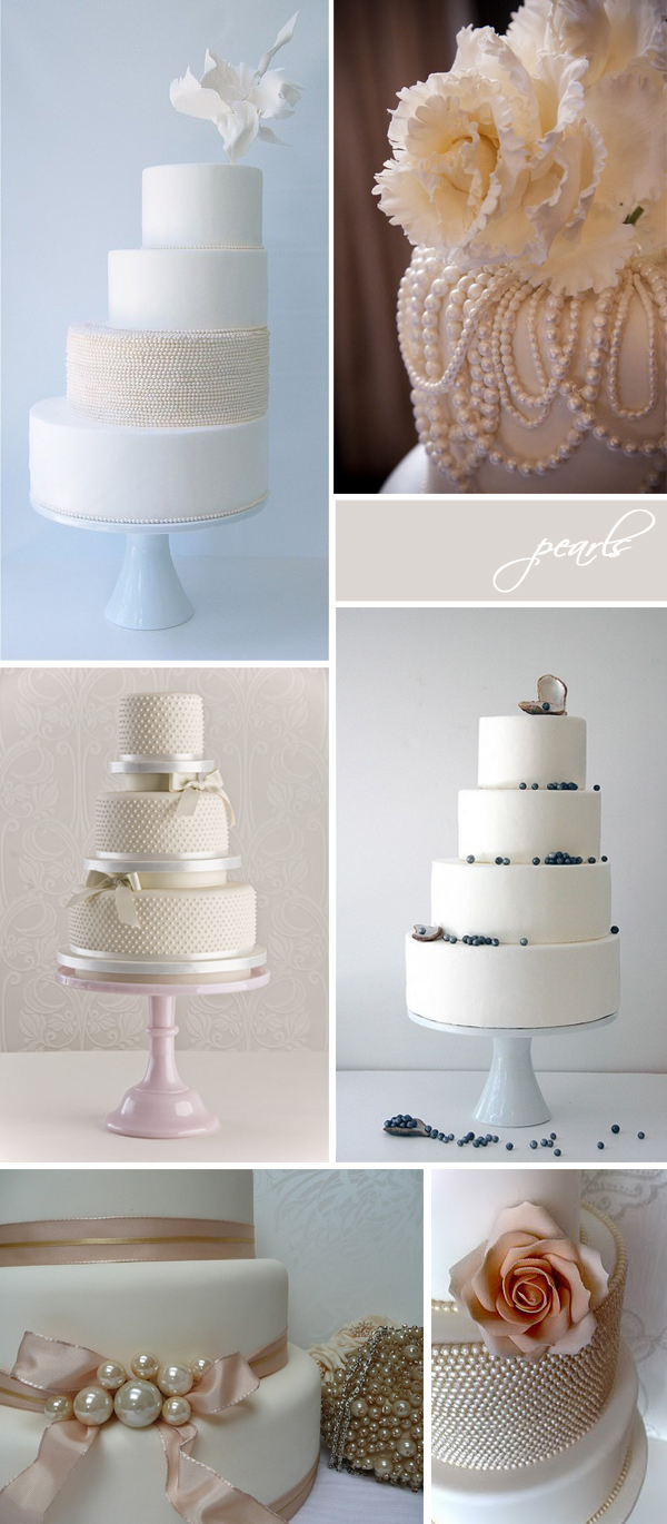 Wedding Cakes with Pearls and Lace