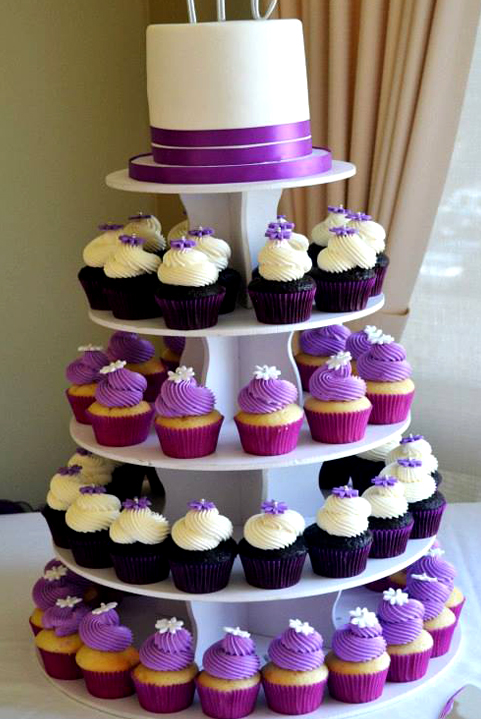 White and Purple Wedding Cupcakes