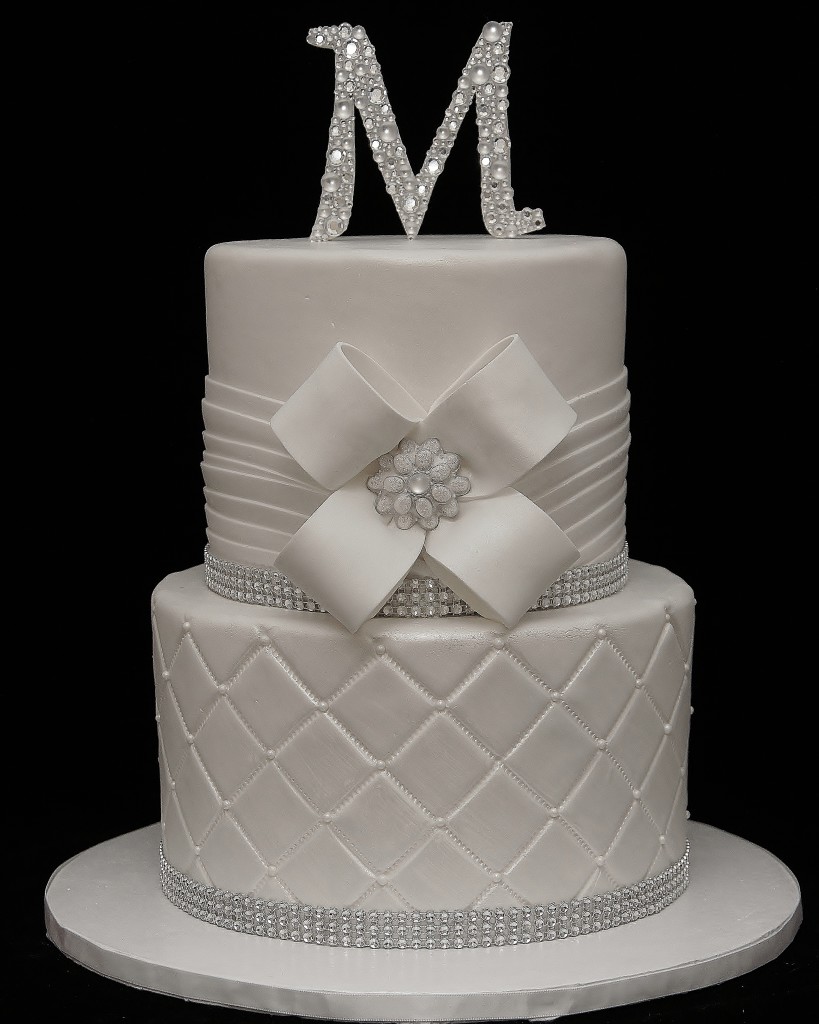 White Wedding Cake with Bling