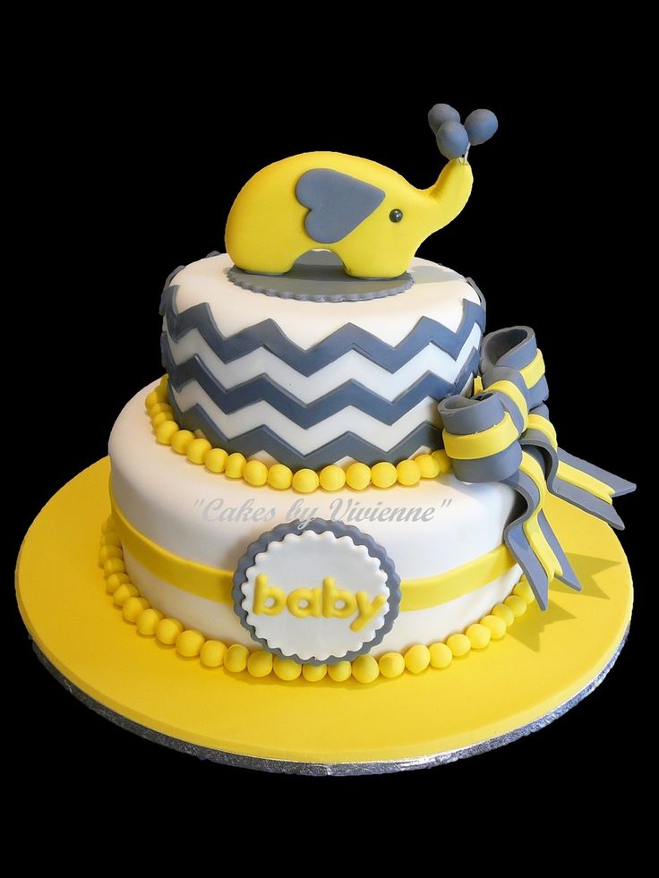 Yellow Elephant Baby Shower Cake