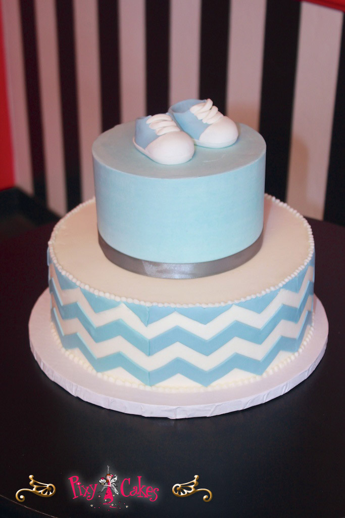 2 Tier Cake Chevron Boy Baby Shower