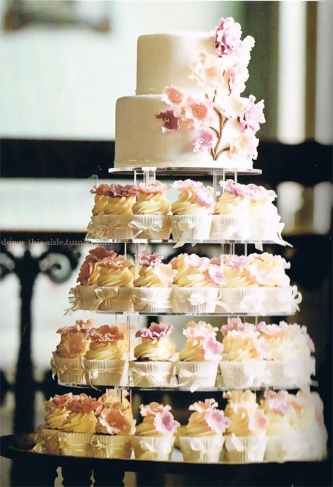 2 Tier Wedding Cakes with Cupcakes