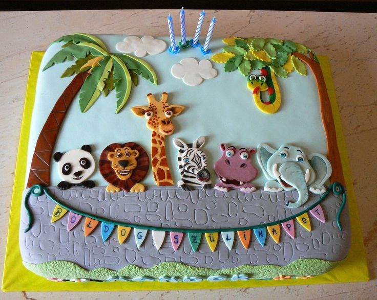 Animal Safari Fondant Cake