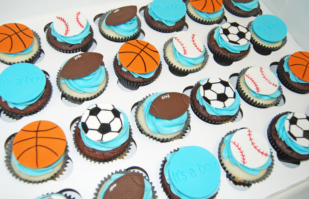 Baby Boy Shower Sports Theme Cupcakes