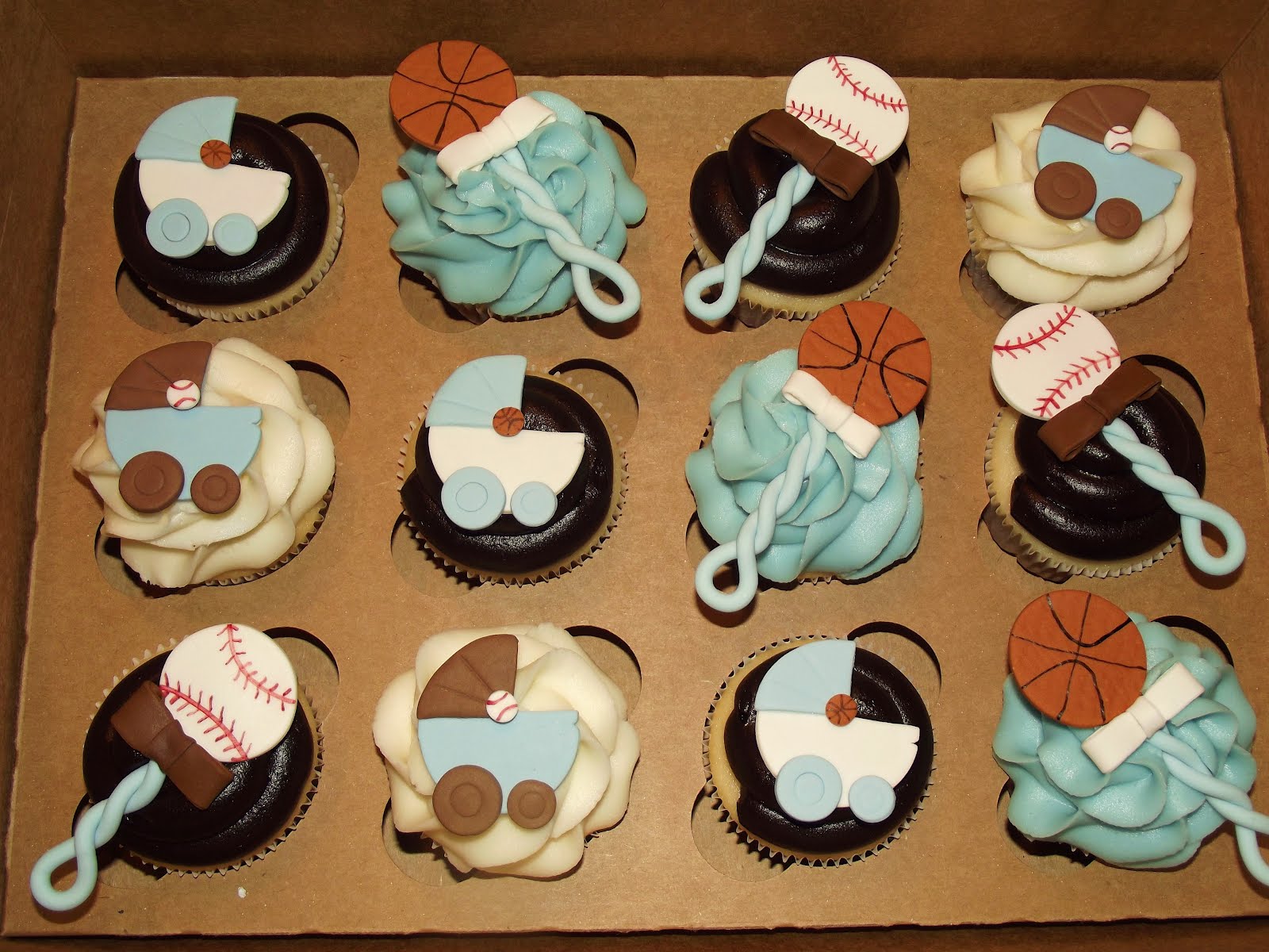 Baby Boy Shower Sports Theme Cupcakes