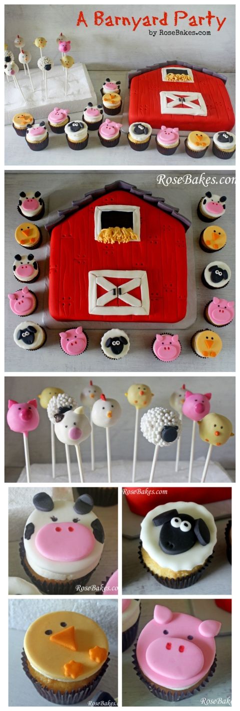 Barnyard Party Cake and Cupcakes