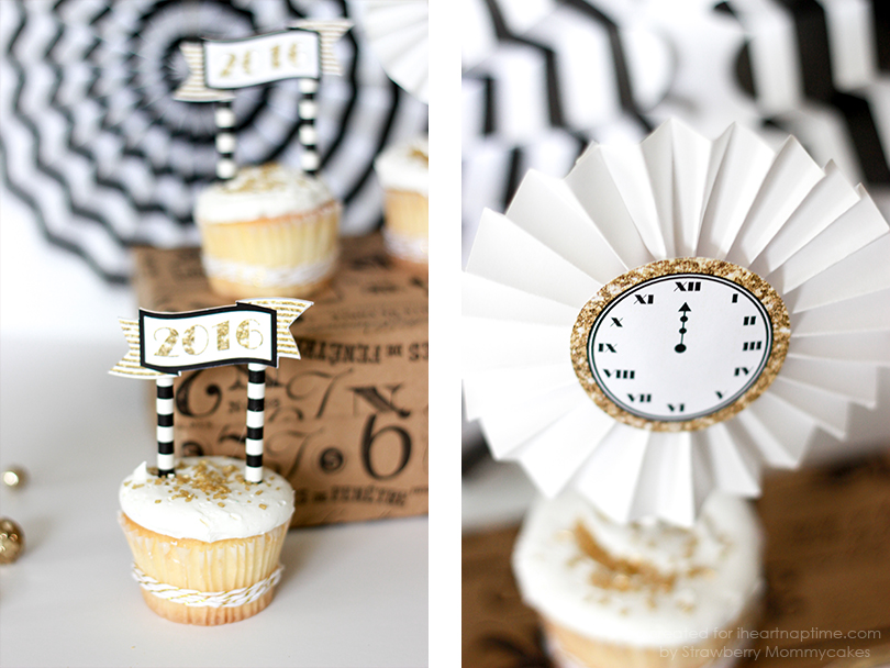 Black and Gold Cupcake Toppers